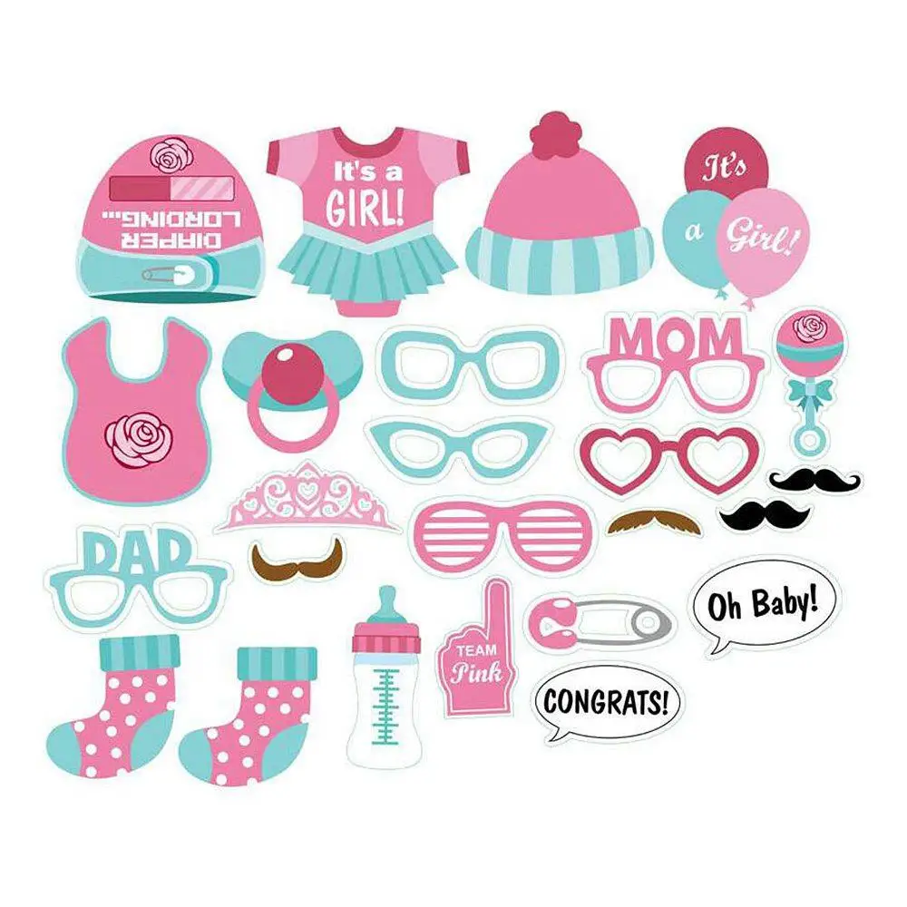 HOMMINI Photo Booth Props Photography Mask Paper Card Boy Girl For First 1 Birthday Baby Shower Party Decoration Event | Дом и сад