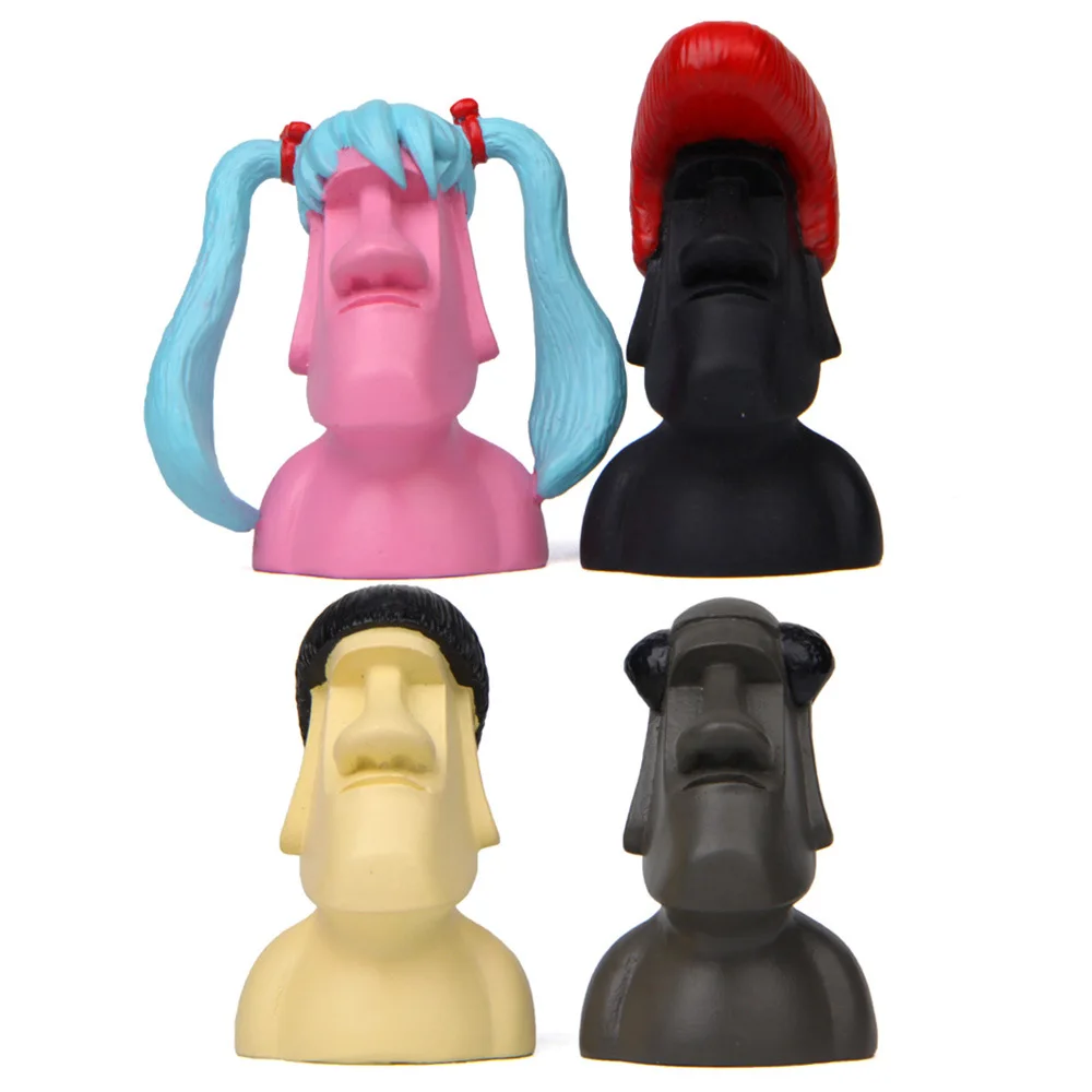 1 шт. каменные статуи Moai, пасхальный остров, забавная миниатюрная статуя из смолы, гигантская статуя, стеклянный орнамент, статуэтка, садовый Сказочный декор, украшение для дома