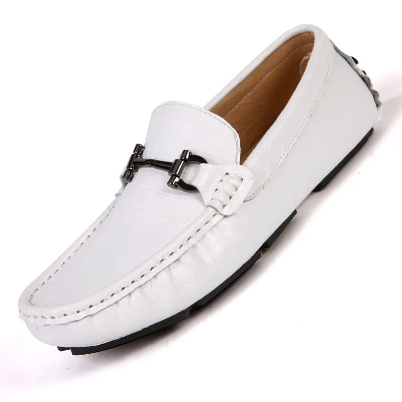 WDE-1886-White Мужская обувь летние дышащие Повседневное мужские туфли Лоферы слипоны Для мужчин автомобиля обувь Gommino для вождения обувь Для мужчин s лодочные Мокасины белого цвета - Цвет: WDE-1886-White