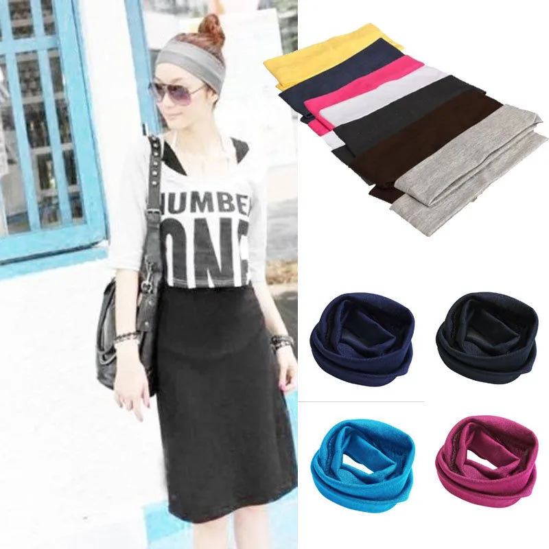 Женская спортивная мягкая однотонная повязка на голову |