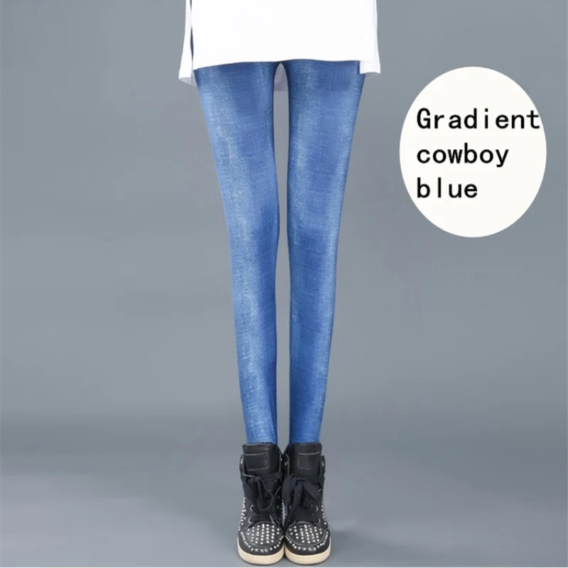 Gradient cowboy blue CHSDCSI, сексуальные женские леггинсы, дизайнерские брюки, повседневные леггинсы, женская спортивная одежда, джинсовые новые леггинсы для фитнеса, женская одежда - Цвет: Gradient cowboy blue