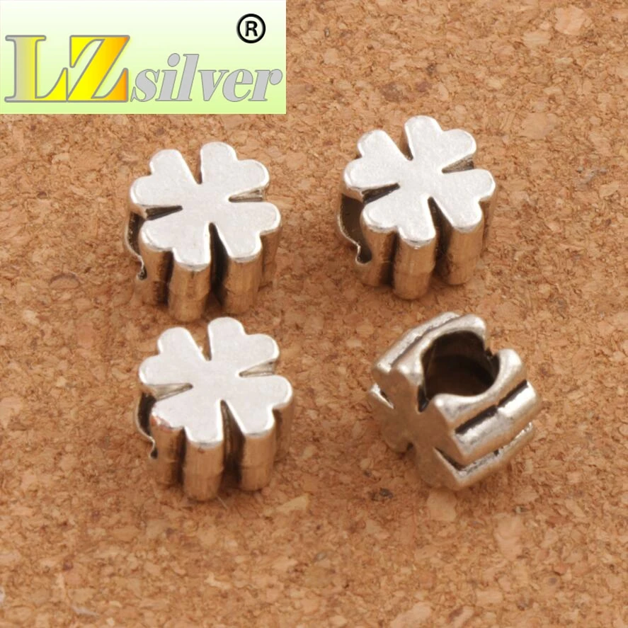 

Smooth Clover Metal Big Hole Beads 9.1x10x6.6mm Dangle 32pcs Zinc Alloy Fit European Bracelets Jewelry DIY L1470