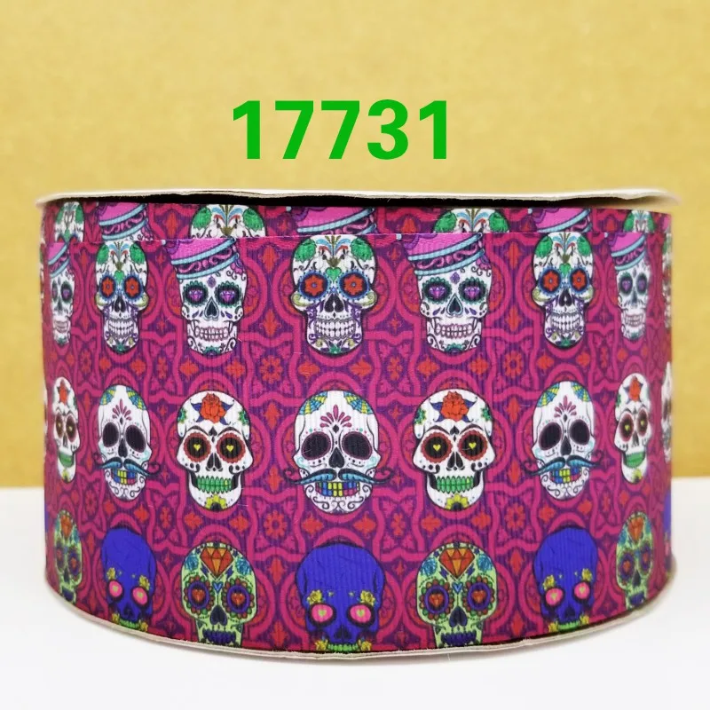 Free shipping 50 yard per size Halloween skull ribbon printed grosgrain 17744 | Дом и сад