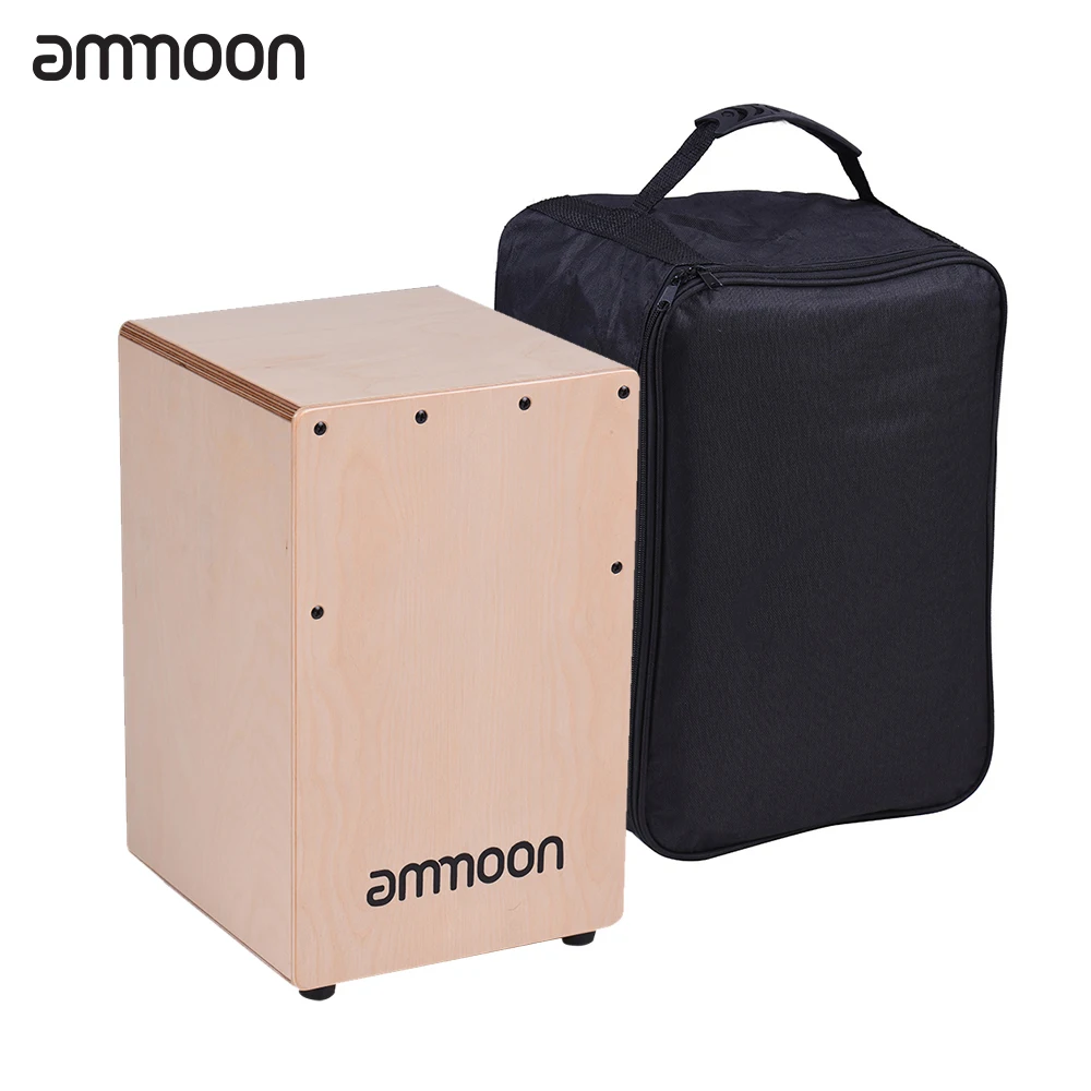 

Барабанная коробка ammoon Cajon, ручной барабан, перкуссионный инструмент из березовой древесины с регулируемыми струнами, сумка для переноски д...