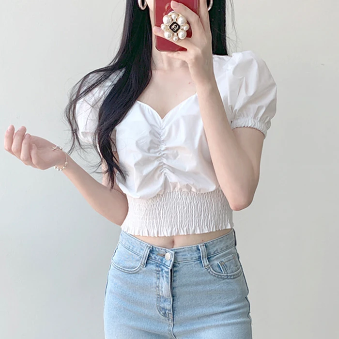 Укороченный женский топ модная Корейская и японская одежда Стильная черная