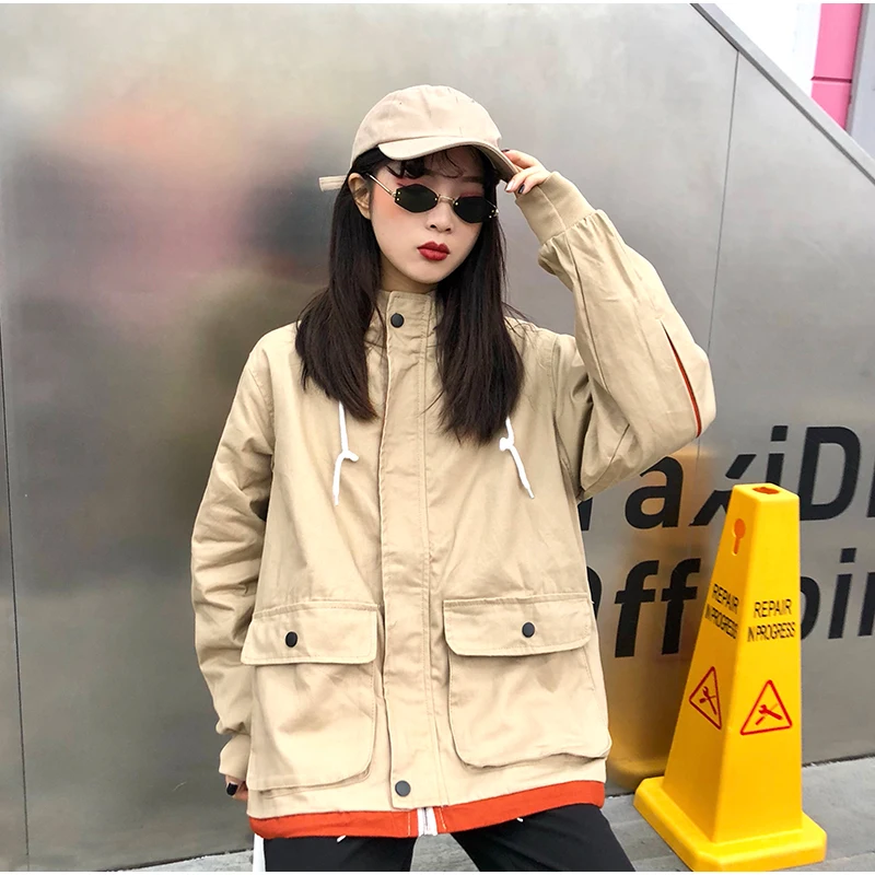 Plegie Harajuku, Женская куртка с капюшоном в стиле пэчворк, новинка весны, верхняя одежда, пальто в стиле хип-хоп, уличная одежда, BF стильные куртки