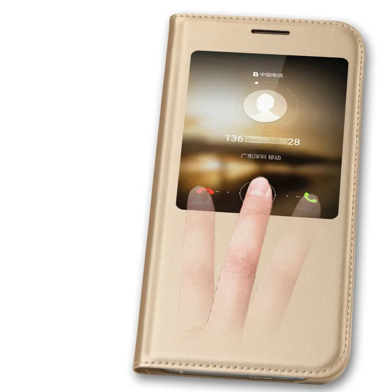 Роскошный кожаный чехол-книжка с окошком для huawei Ascend G7 L01