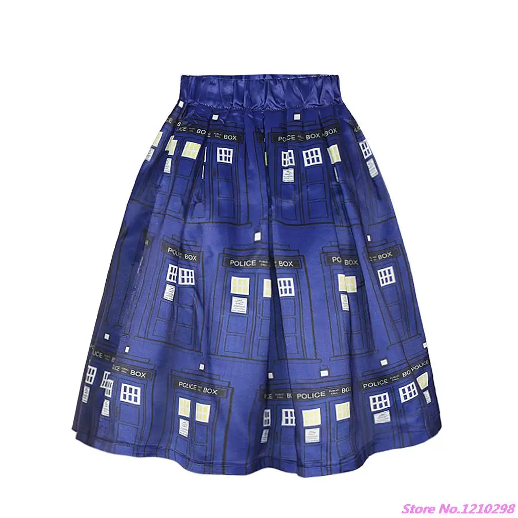 Темно Синий Полицейский ящик женские юбки цифровая печать ТАРДИС юбка женская до