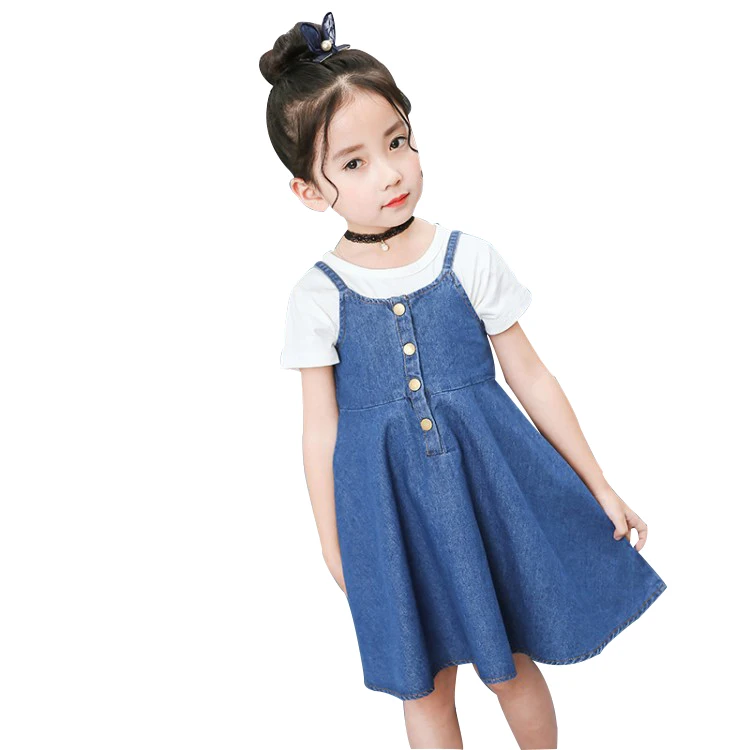Новинка 2018 летнее платье для девочек Rlyaeiz милые джинсовые детские платья на