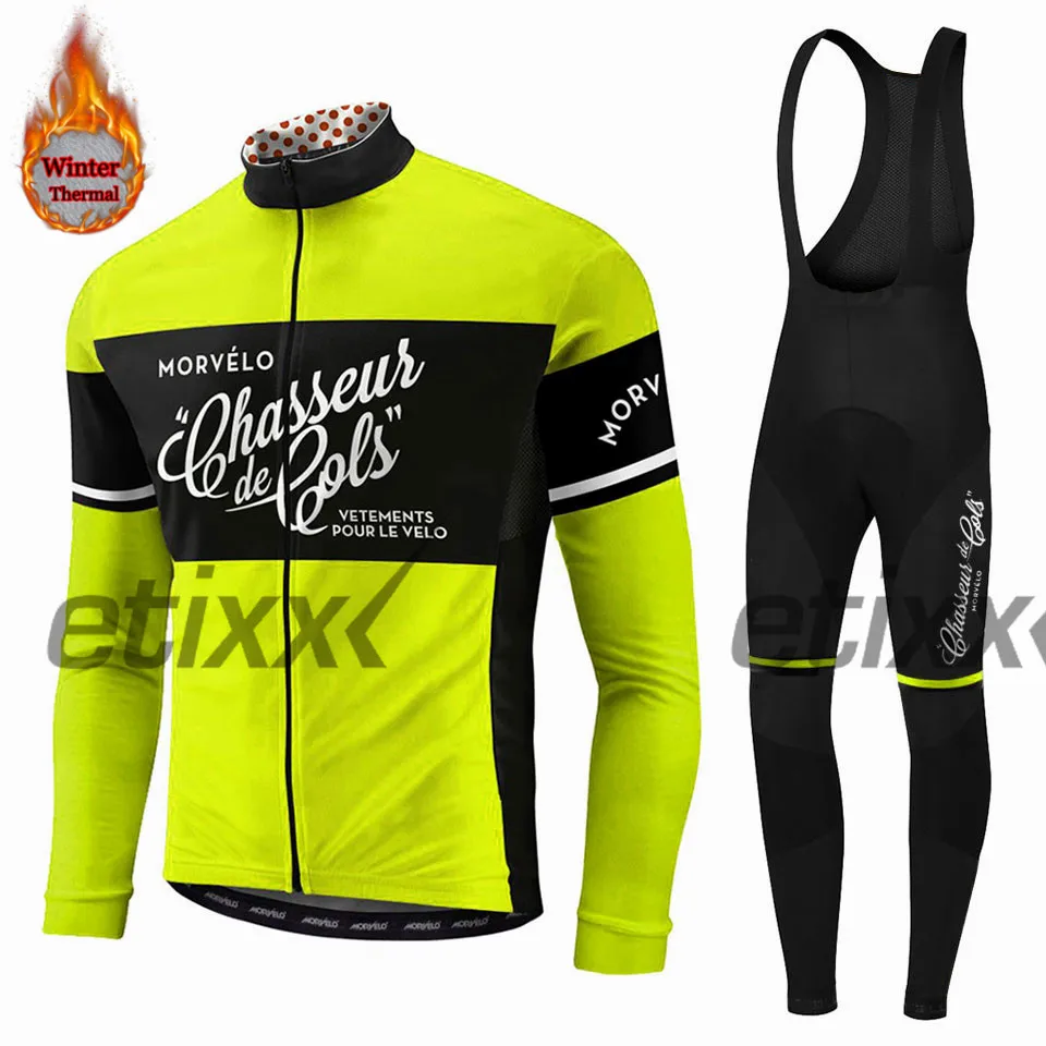 4 Morvelo теплая зимняя флисовая велосипедная футболка, длинный комплект, спортивная одежда для велосипеда, одежда, рубашка, ropa ciclismo - Цвет: 4