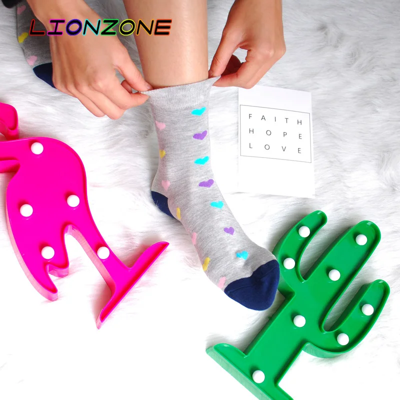 LIONZONE/6 пар/партия милые теплые женские носки с сердечком для леди мягкие удобные