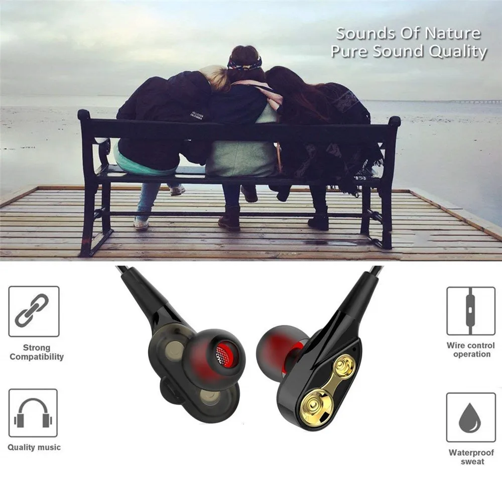 Dual Drive Stereo earphone In-ear Headset Earbuds Bass Earphones For iPhone 6 huawei Xiaomi redmi oppo 3.5mm earphones With Mic |
