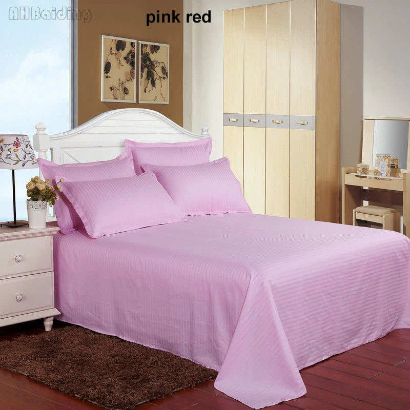 pink red Простыня для отеля Star, 1 шт., сатин, хлопок, 60 s, плоский лист, 160x235 см/200x235 см/230x235 см/235x260 см, размер - Цвет: pink red