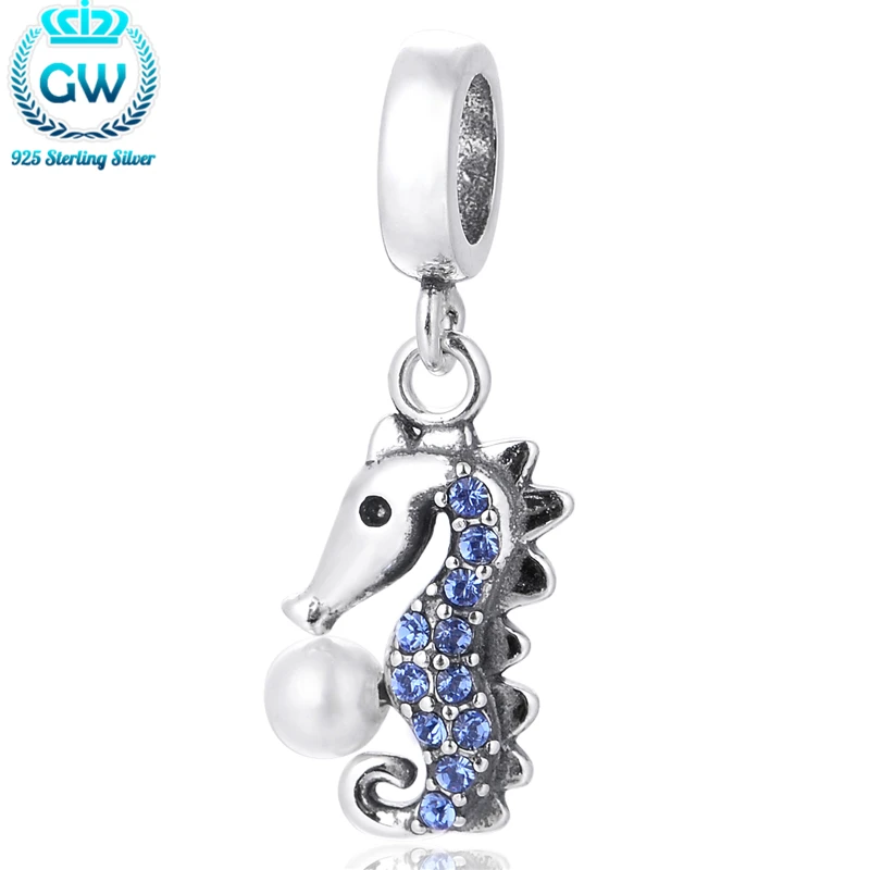 925 пробы Серебряные ювелирные изделия гиппокамп шарма бусины в форме животных