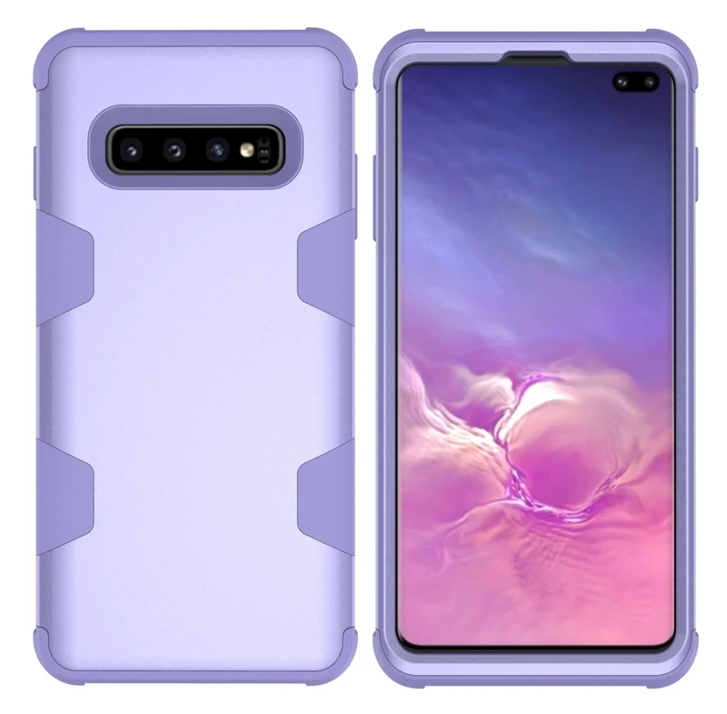 Purple and Purple 3in1 Гибридный телефон с противоударной защитой чехол для samsung Galaxy Note 9 8 S10E S10 S9 S8 плюс J7 резина+ ПК жесткий прочный чехол s - Цвет: Purple and Purple
