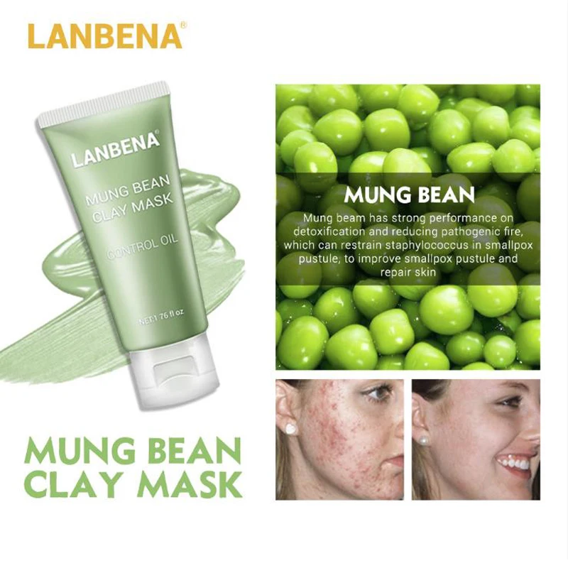 LANBENA глина маска Mung Bean черника Роза бамбуковый уголь контроль масло увлажняет