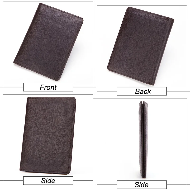 dark brown ETya, Ретро стиль, натуральная коровья кожа, Обложка для паспорта, кредитный держатель для карт, кошелек, высокое качество, мужские дорожные бумажники - Цвет: dark brown