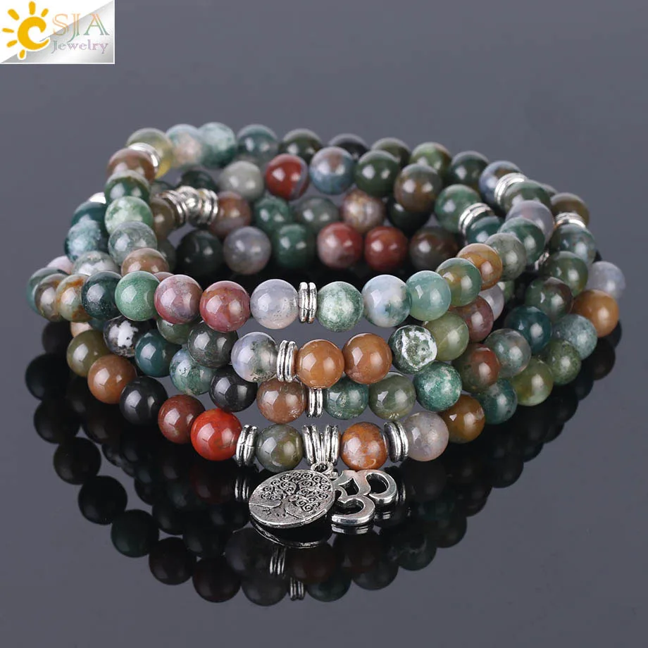 CSJA лечебный балансировочный браслет индийские Агаты натуральный камень