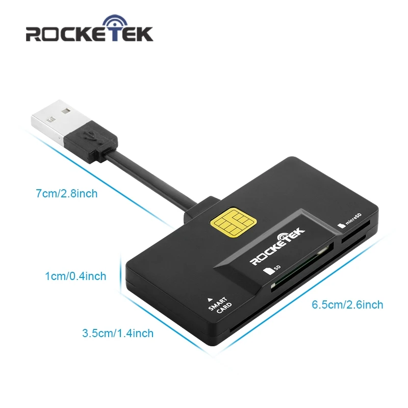 Rocketek USB 2 0 multi Smart Card Reader SD/TF micro SD карты памяти/ID/банковская карта sim cloner разъем