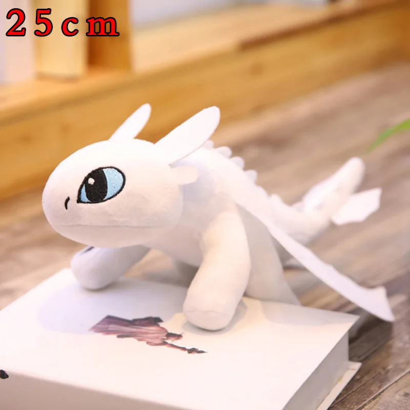 25cm Два стиля Как приручить дракона 3 35 см Беззубик светильник игрушки Fury Аниме Фигурка Ночная фурия дракон плюшевые куклы игрушки для детей - Цвет: 25cm