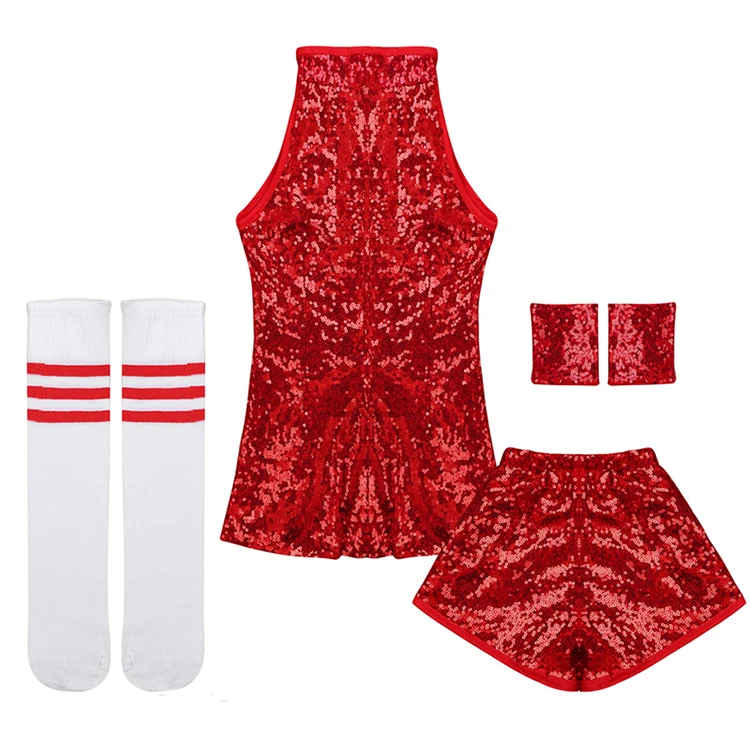 Одежда для танцев в стиле Джаз хип хоп расшитая блестками девочек|Бальные танцы| |