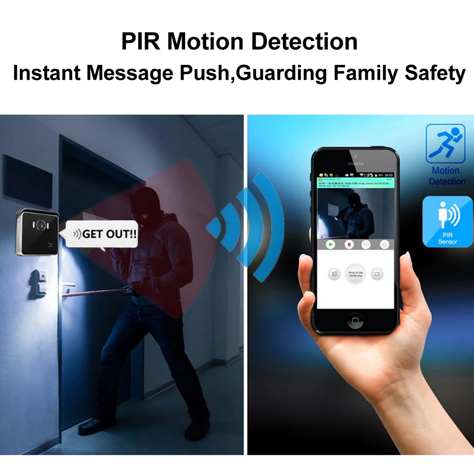 CLOUDRAKER Wireless Smart Unlock WIFI Video Doorbell Intercom Smart IP Video Door Phone Door Bell 720P HD Camera Night Vision