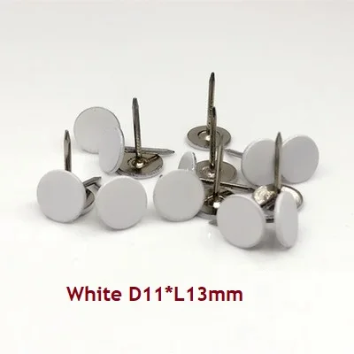 White D11L13MM 200 шт./лот, цветная роза, красный, черный, белый, синий, розовый, зеленый, Плоская Круглая обивка, гвоздь, шпилька, булавка для украшения мебели, дивана, двери - Цвет: White D11L13MM