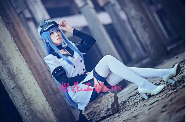 Akame ga KILL! Анимэ membunuh! Костюм для косплея Esdeath из платья + шапки шарфа 11 |