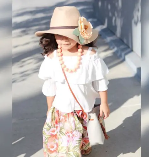 2018 летние топы с открытыми плечами и расклешенными рукавами для маленьких