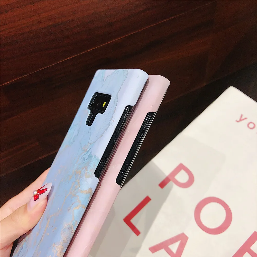 Case For Samsung Galaxy S8 S9 Plus Luminous Pink Blue Marble S7edge Note 8 9 Ocean Granite Stone Hard Phone |