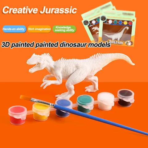 Цветная 3D Раскрашенная модель динозавра Юрского периода, детская ручная белая форма «сделай сам» для лепки, граффити для детского творчества
