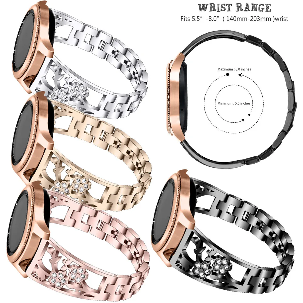 

Luxury Diamond Band For Samsung Gear Sport S3 S2 Classic Galaxy Watch Active Strap For 20mm 22mm Amazfit Bip Huawei GT 2 Pro