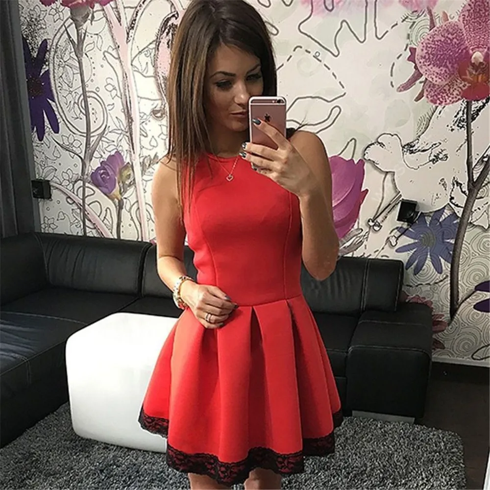 2017 новое лето женщины dress черного кружева простой и рукавов сексуальная короткая