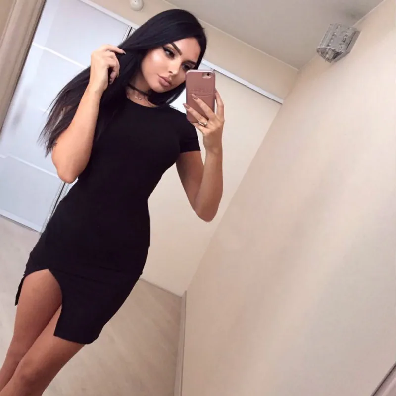 Сексуальное мини-платье с разрезом облегающее женское платье Vestidos 2019