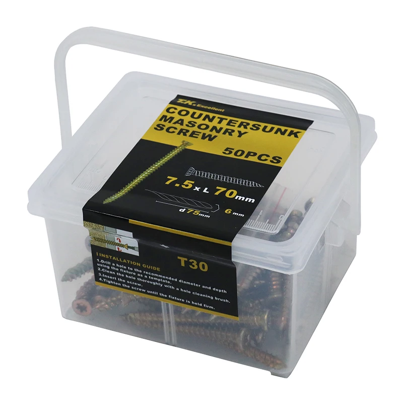 T. K. EXCELLENT 51 компл. M7.5x70mm Torx плоский потайной винт для каменной кладки бетонный винт комплект для полых стен бетон твердый гипсокартон