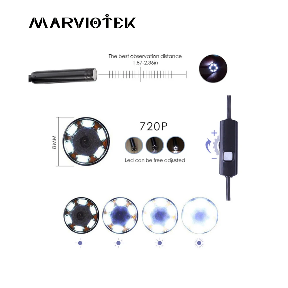 8 мм wifi эндоскоп камера мягкий кабель мини Инспекционная водостойкий USB Borescope IOS