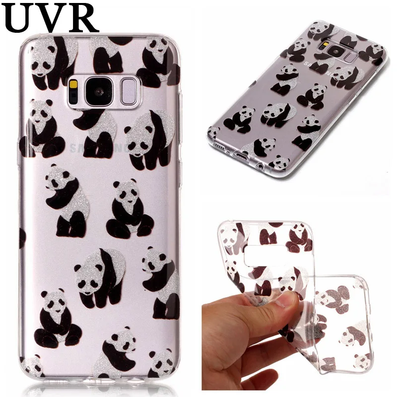 UVR Funny Sparkle Glitter Cute Panda Baby Soft Clear Transparent Cover Case Carcasa Funda for Samsung Galaxy S8 Plus Coque |