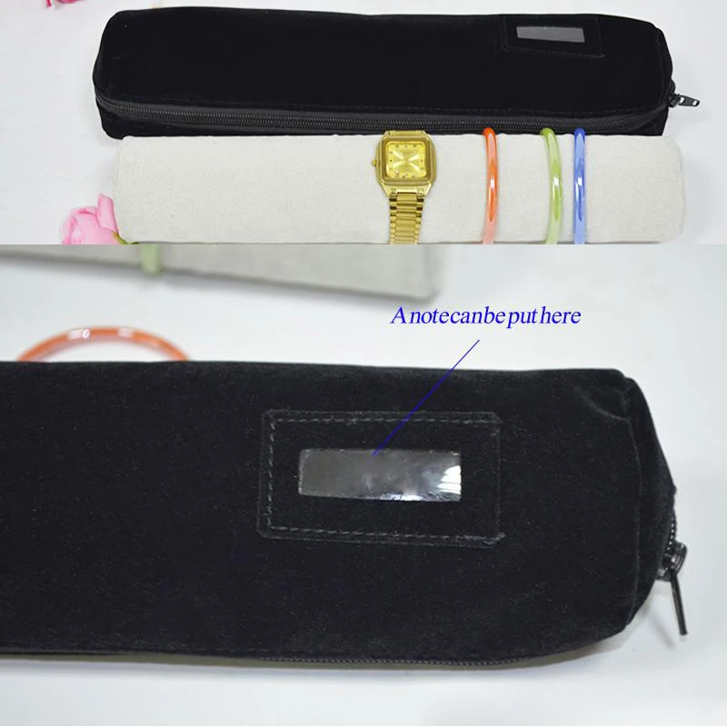 Gray-Black Velvet Jewelry Display Travel Storage Roll Bag Foldable For Watch/Bracelet/Bangle Chain Portable Stand Holder Cases | Украшения