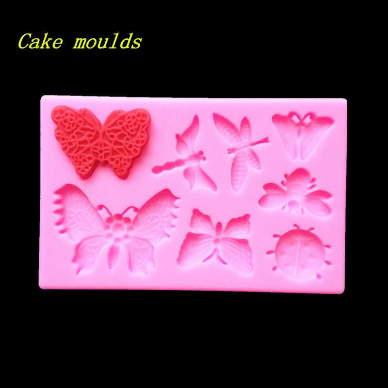 

Оптовая силиконовая форма K296, мини пчелы, божья коровка, Бабочка, стрекоза, декоративная глина, форма для помадки, форма для торта