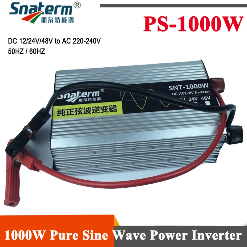 Пик 2KW инвертор 1000W Чистая синусоида Инвертор 12/24/48vdc к AC 220/230/240V 50HZ 60HZ|Инверторы и