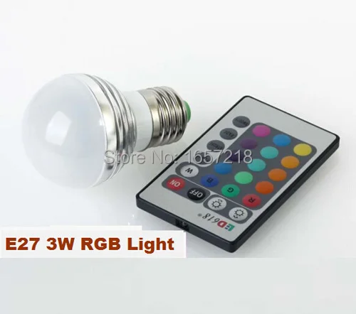E27 3 Вт/10 Вт Светодиодная лампа RGB с цветным освещением 16 видов цветов Изменение + 24