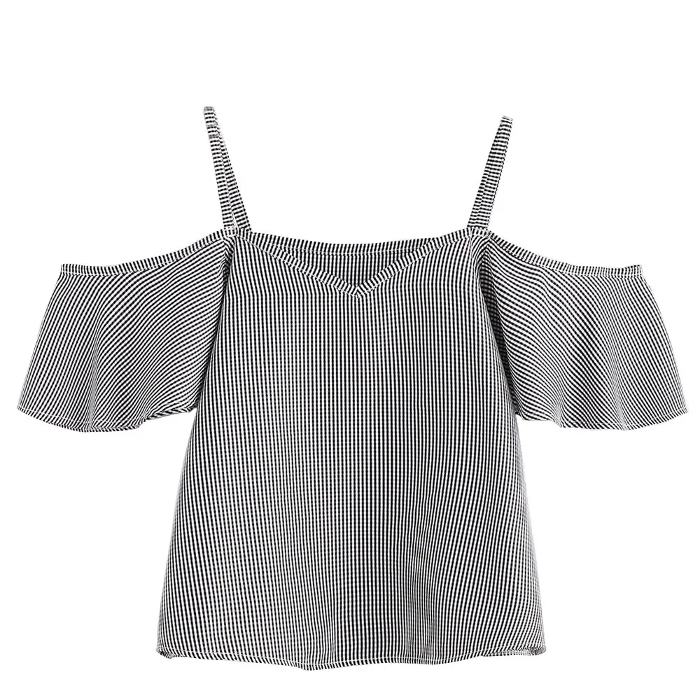 Бесплатная Страусиная женская блузка летняя с открытыми плечами blusas mujer verano