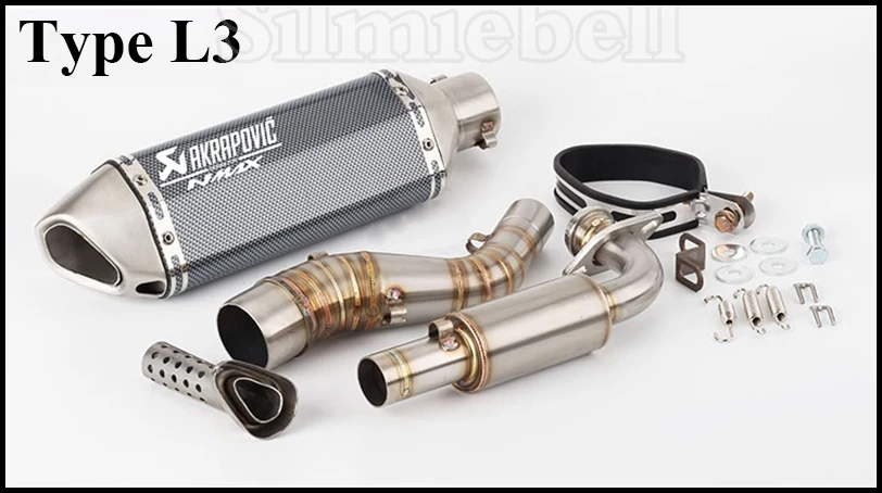 Type L3 NMAX Escape Moto для Yamaha NMAX 155 NMAX 125 NMAX155 NMAX125 слипоны Мотоцикл выхлопная труба akrapovic глушитель с соединительной трубой - Цвет: Type L3