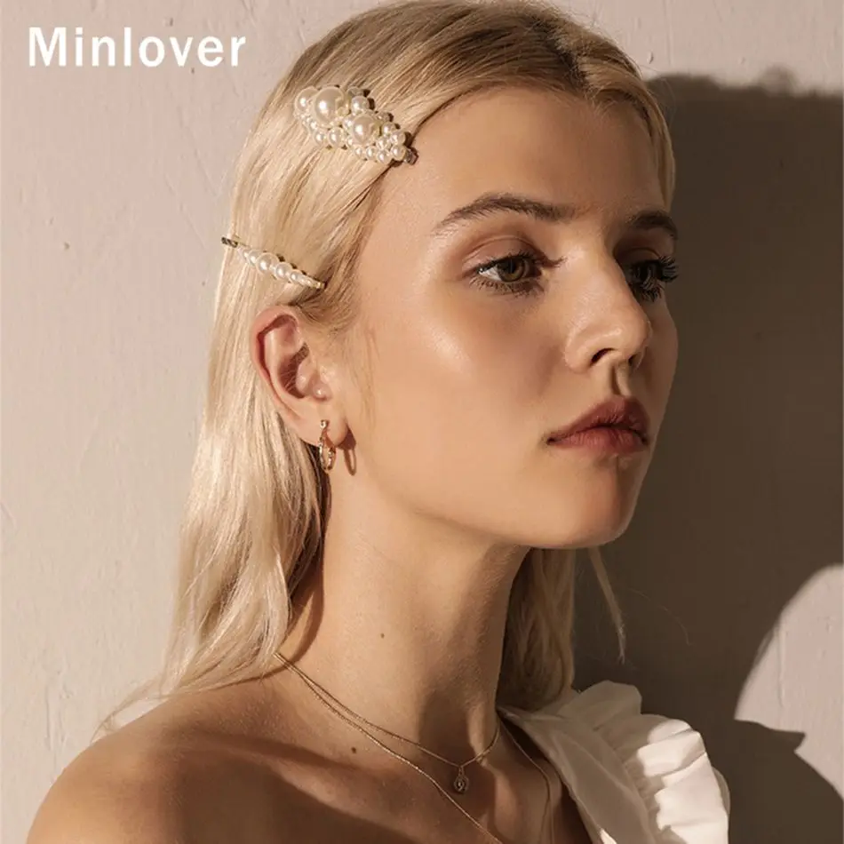 Заколка для волос Minlover Корейская простая заколка с искусственным жемчугом