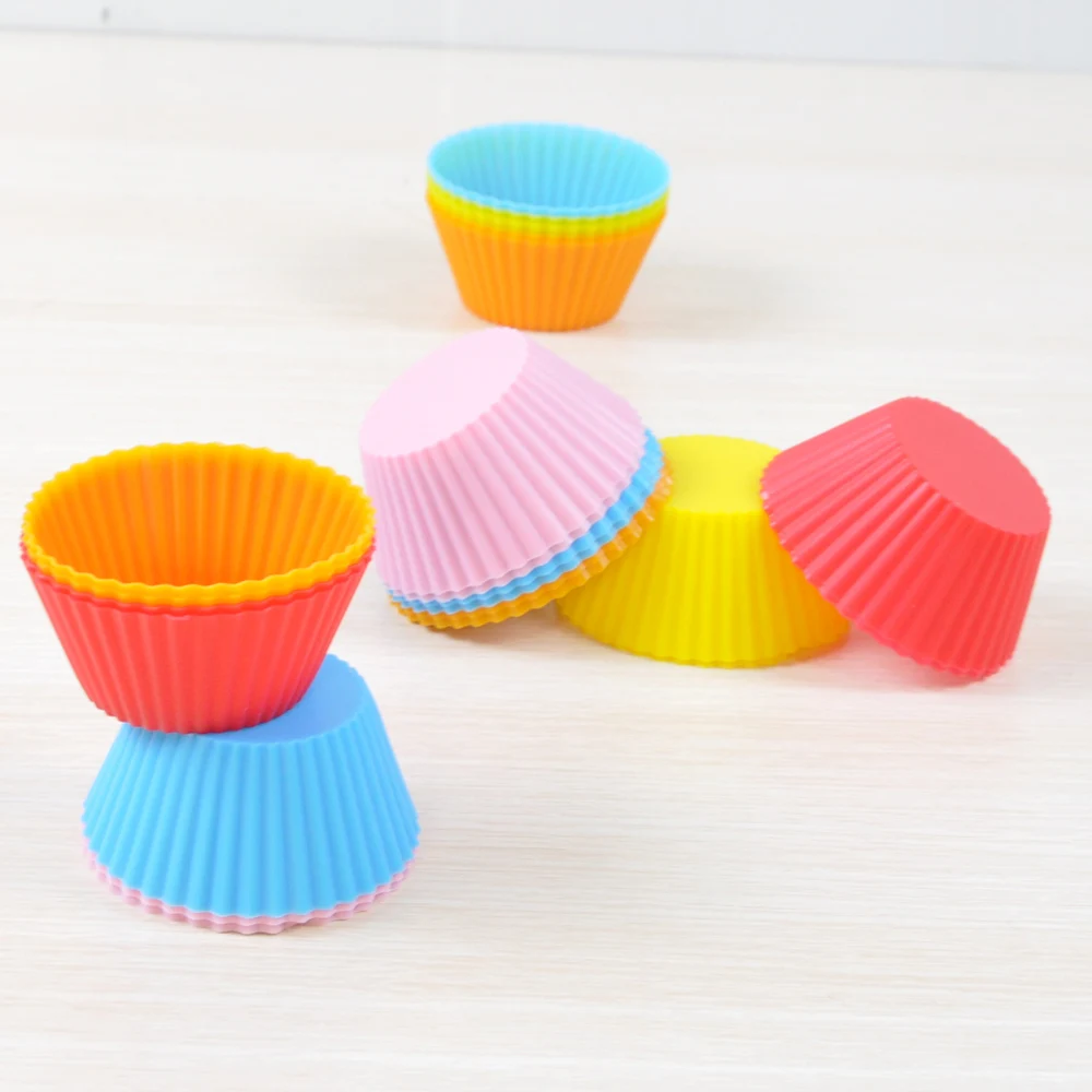 12 шт. кекс лайнеры пресс форм Muffin круглые силиконовые чашки торт инструмент для