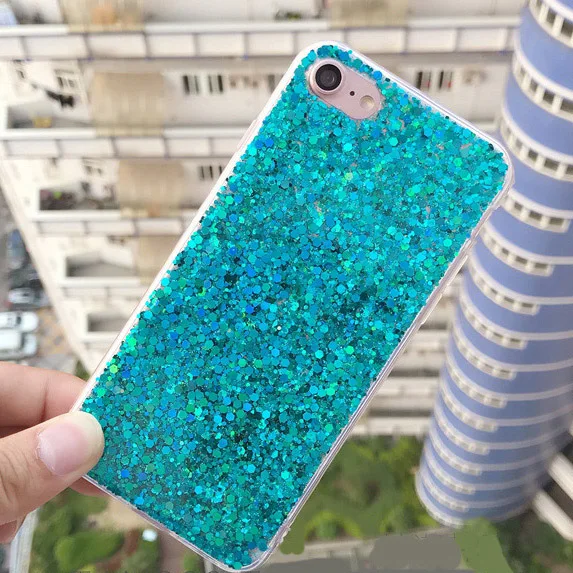 Green Милый чехол с блестящими блестками для iphone X, XS, MAX, XR, 5, 5S, se, 6, 7 Plus, 6s, 8, Модный женский уникальный тонкий мягкий силиконовый чехол из ТПУ - Цвет: Green