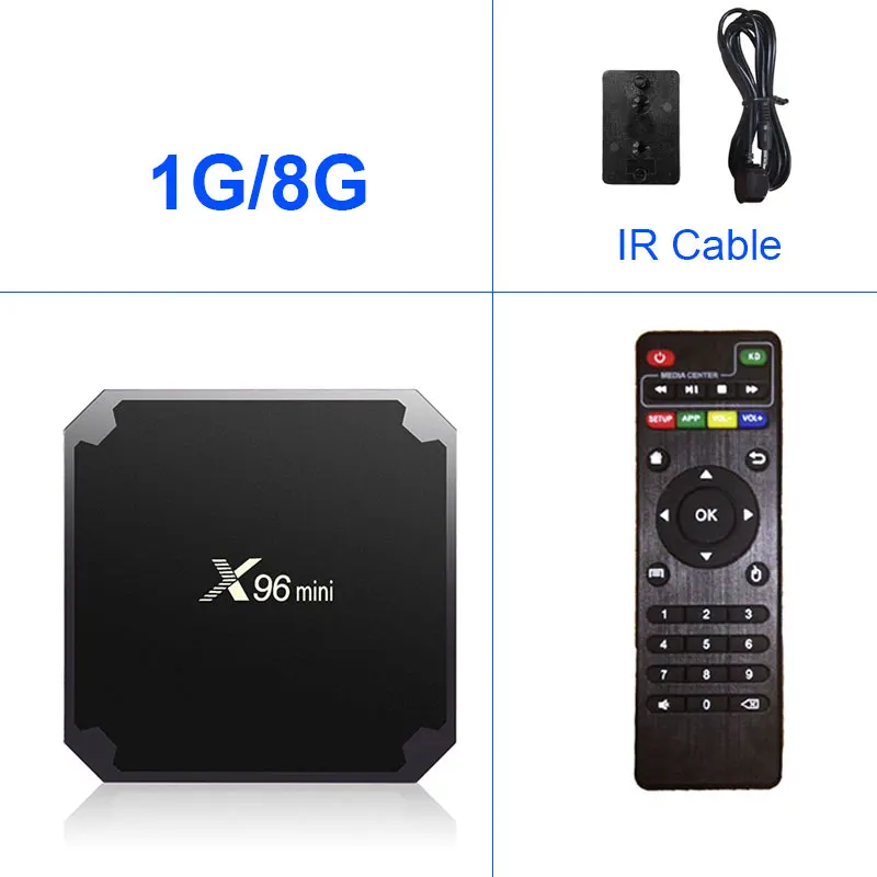 Смарт тв приставка Андроид 7.1.2 X96 mini smart tv box 8/16 Gb память, 4K ТВ Бокс 4K*2K четырехъядерный Amlogic S905W поддерживает 2.4WIFI+IR кабель - Цвет: 1G8G IR