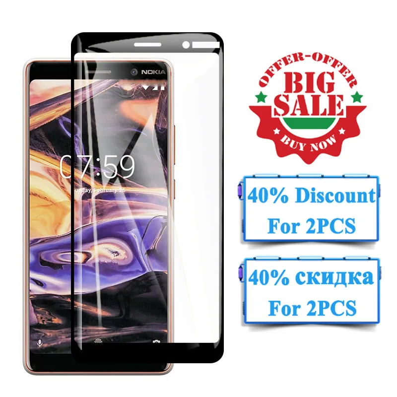 Full Cover Protective Glass on For Nokia 7 6 5 Plus 2018 Screen Protector Tremp Noka Tempered Glas Nokia7 Nokia6 Nokia5 Cam Film | Мобильные