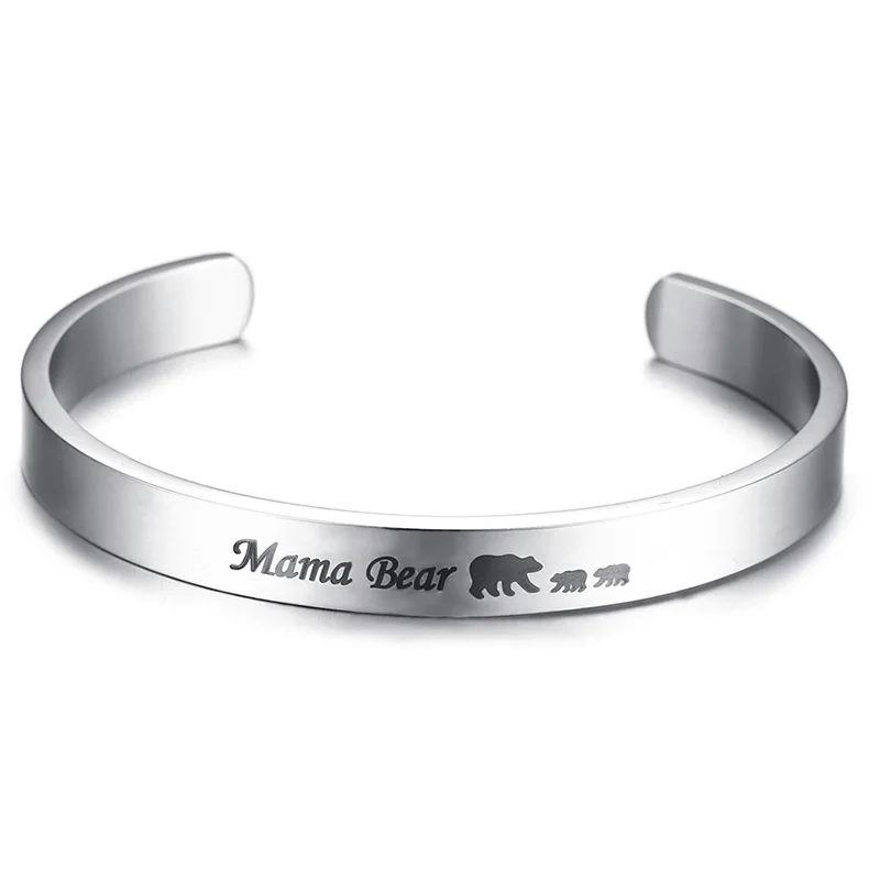 Браслет XUANPAI Mama Bear/Выгравированная манжета подарок на день матери ювелирные