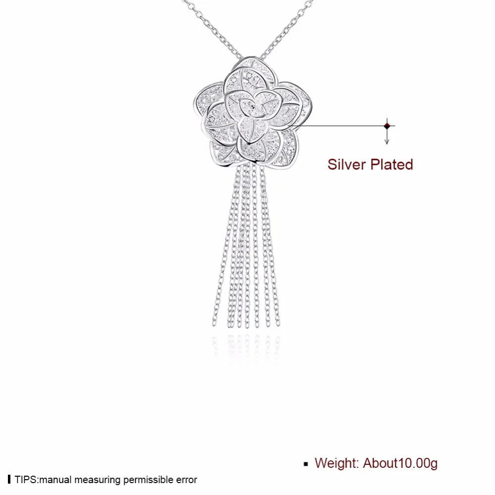 Big silver pendant necklace contracted roses (with no chain) P318 | Украшения и аксессуары